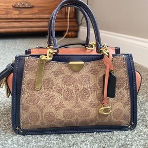 ❤️👜Coach COATED CANVAS SIGNATURE COLORBLOCK DREAMER 21 SATCHEL EUC